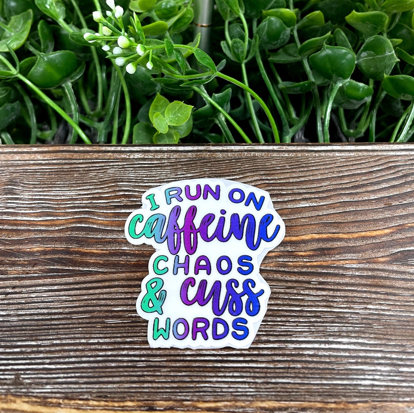 Caffeine and Cuss Words Sticker, Snarky Quote, Die Cut Sticker |Sticker or Magnet