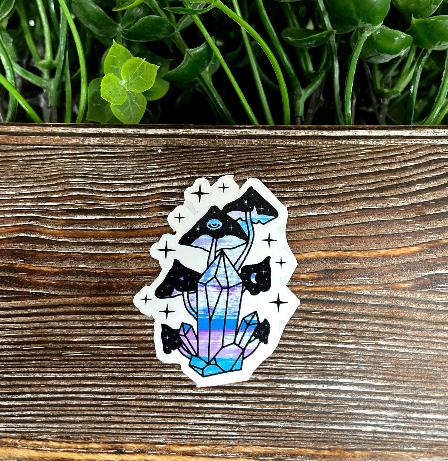 Crystal and Mushroom Sticker, Graphic Art Sticker, |Sticker or Magnet