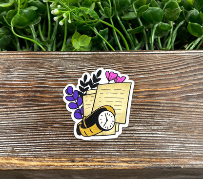 Watercolor Vintage Book Sticker, Graphic Art Sticker |Sticker or Magnet