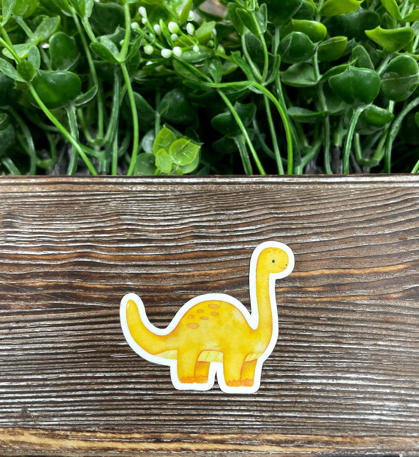 Watercolor Yellow Dinosaur, Die Cut Sticker, Long Neck Dino,  Graphic Art Sticker, Vinyl, |Sticker or Magnet