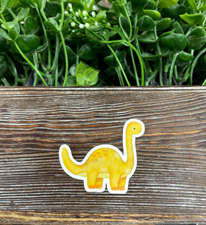 Watercolor Yellow Dinosaur, Die Cut Sticker, Long Neck Dino,  Graphic Art Sticker, Vinyl, |Sticker or Magnet