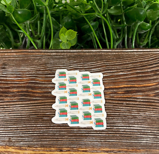 Vintage Books, Love to Read, Die Cut Sticker, Graphic Art Sticker, Vinyl, |Sticker or Magnet