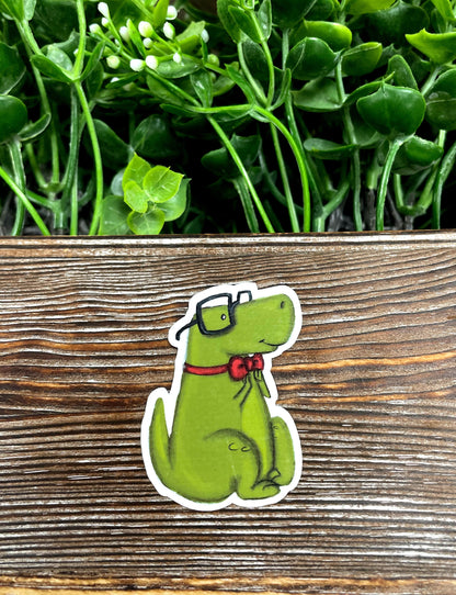 Watercolor Green Dinosaur, Die Cut Sticker, Graphic Art Sticker, Vinyl, |Sticker or Magnet