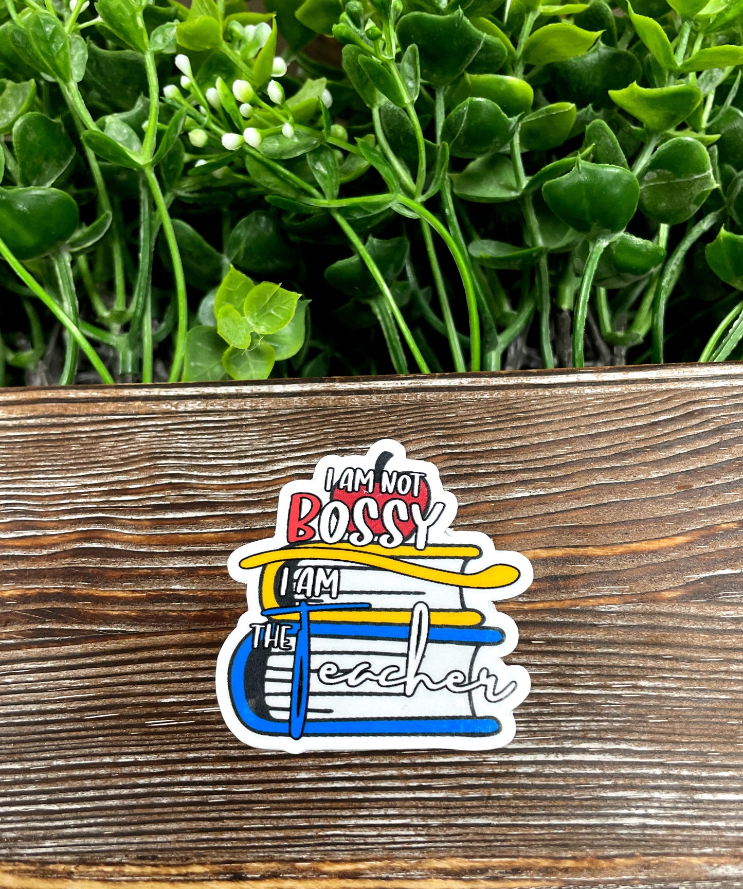 I'm Not Bossy I'm the Teacher, Love to Read, Die Cut Sticker, Books, Graphic Art Sticker, Vinyl, |Sticker or Magnet