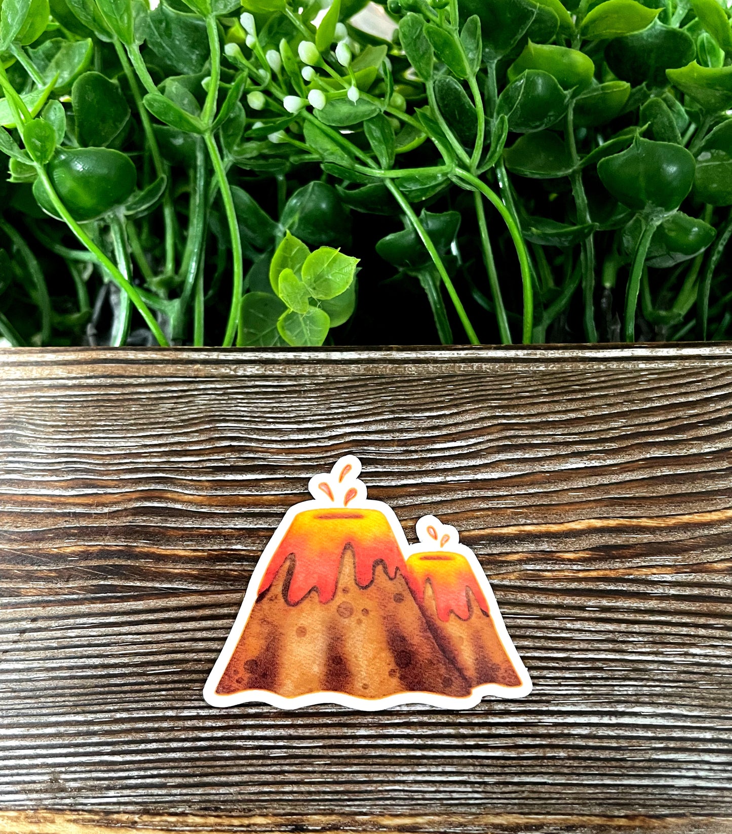 Watercolor Volcano Sticker, Graphic Art Sticker, Vinyl, |Sticker or Magnet