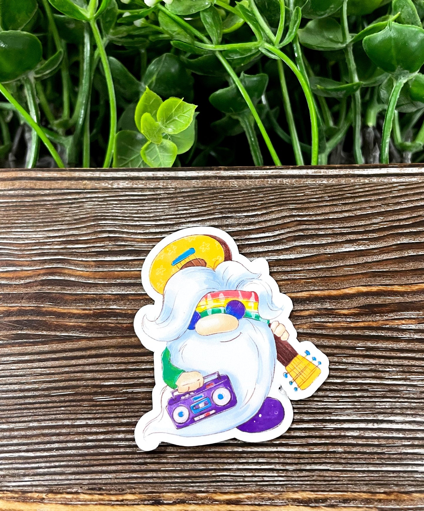 Tie Dye Gnome Sticker, Hippie Musician, Die Cut Sticker |Sticker or Magnet