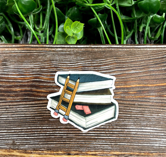 Prehistoric Books, Love to Read, Die Cut Sticker, Books, Graphic Art Sticker, Vinyl, |Sticker or Magnet
