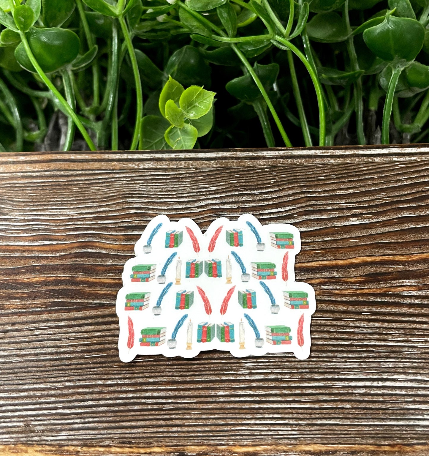 Vintage Books and Quill, Love to Read, Die Cut Sticker, Graphic Art Sticker, Vinyl, |Sticker or Magnet