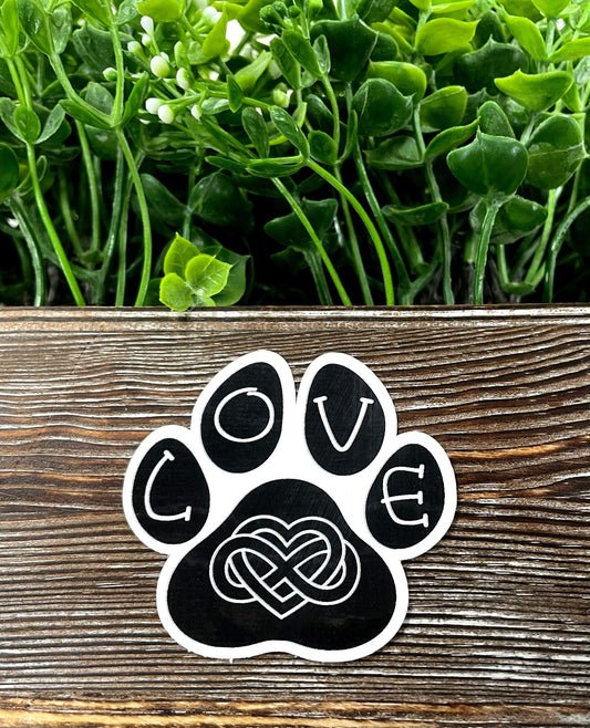 LOVE Paw Print, Boho Hippie, Die Cut Sticker, Graphic Art Sticker, Vinyl, |Sticker or Magnet