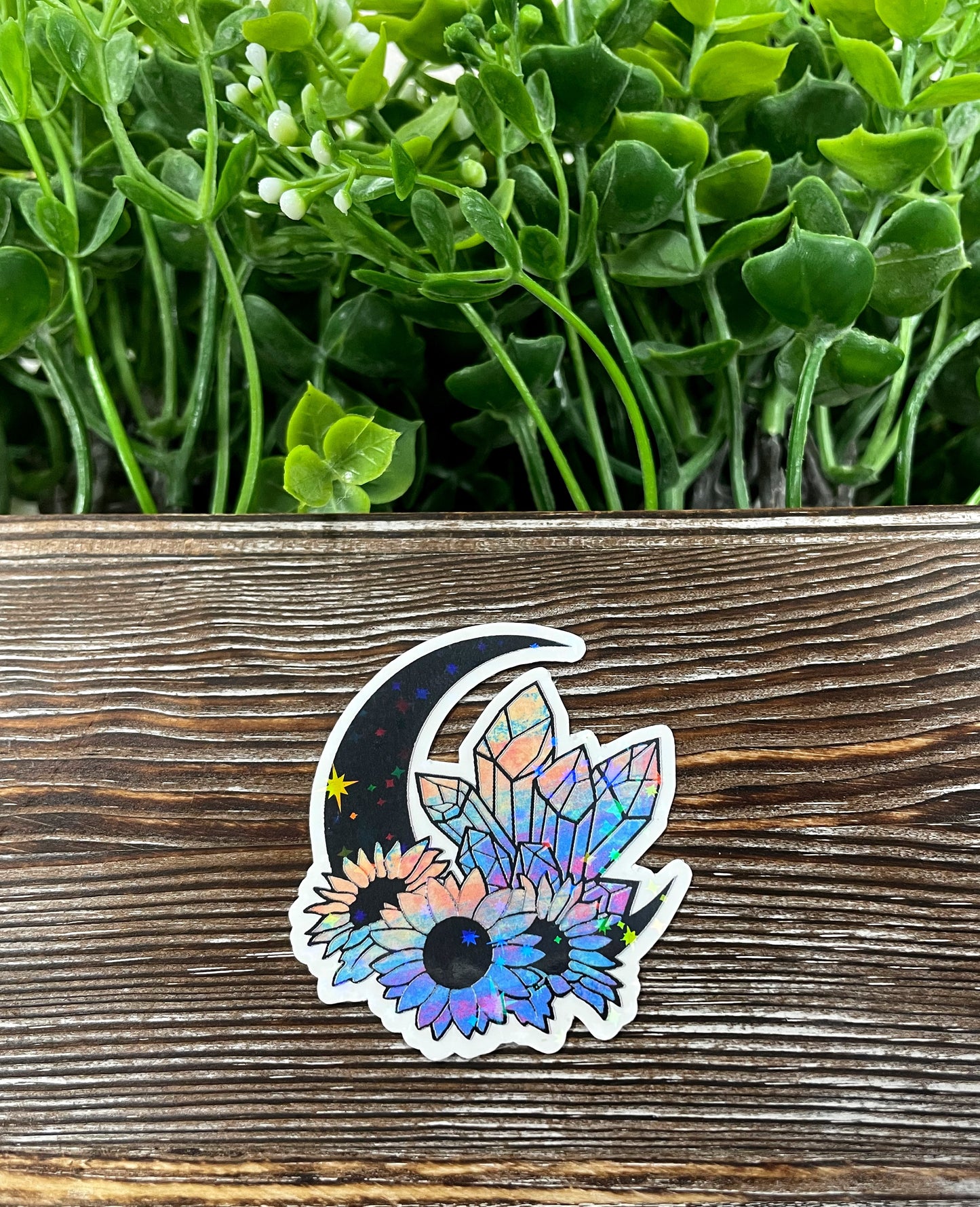 Watercolor Crescent Moon Sticker, Graphic Art Sticker, Vinyl, Boho Hippie |Sticker or Magnet