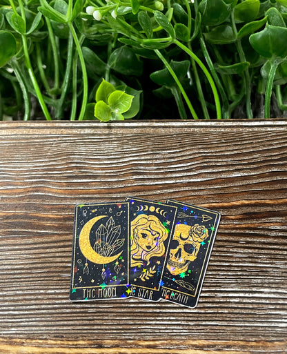 Tarot Cards Sticker, Black and Gold, Graphic Art Sticker, Vinyl, , Boho Hippie |Sticker or Magnet