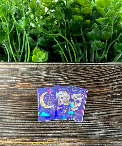 Tarot Cards Sticker, Purple and Gold, Graphic Art Sticker, Vinyl, Boho Hippie |Sticker or Magnet