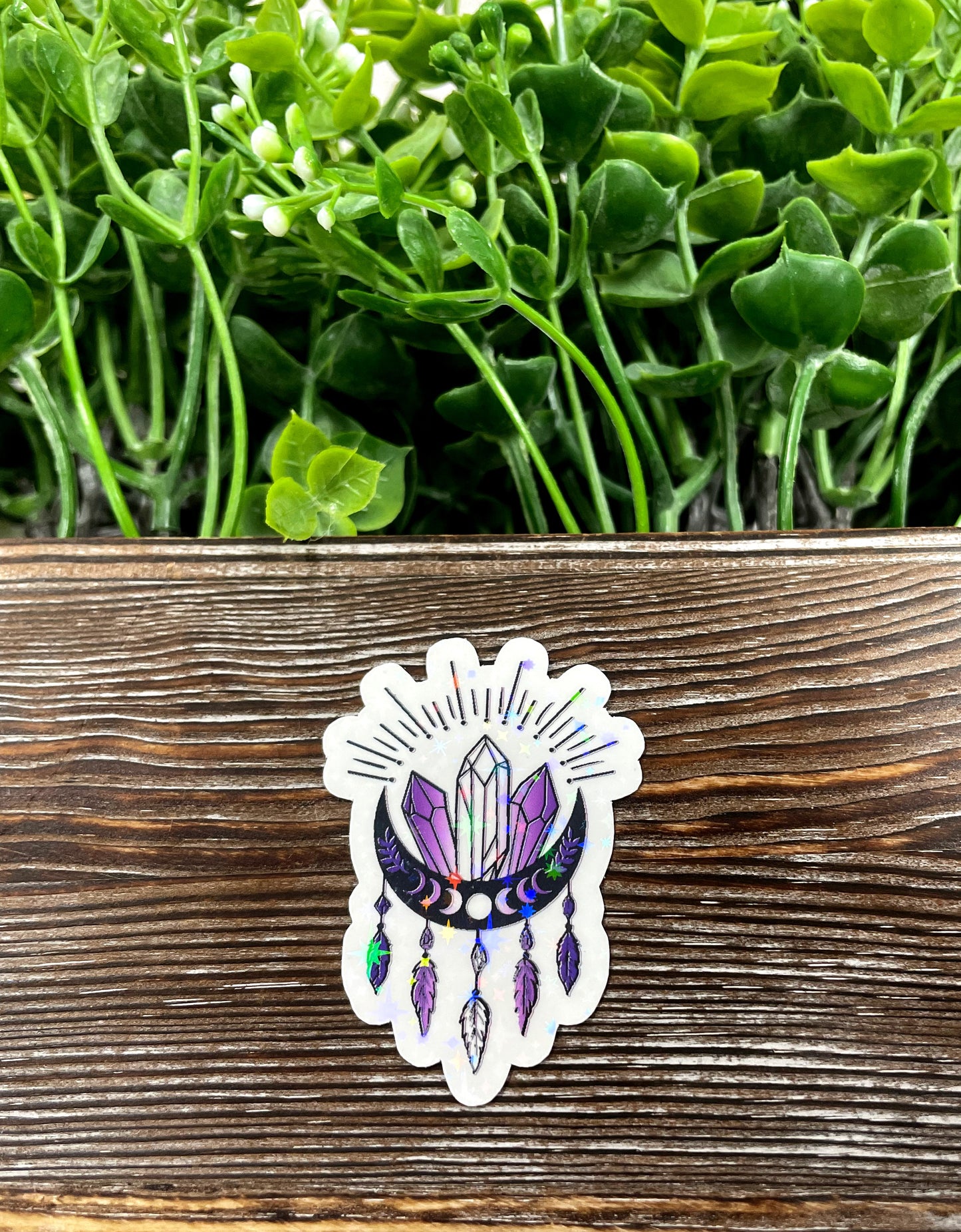 Crescent Moon Sticker, Crystals Sticker |Sticker or Magnet