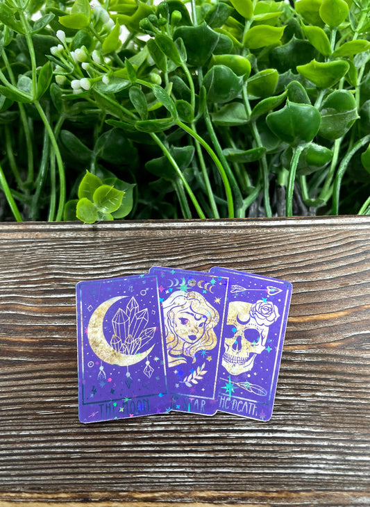Tarot Cards Die Cut Sticker, Purple and Gold, Graphic Art Sticker, Vinyl, , Boho Hippie |Sticker or Magnet