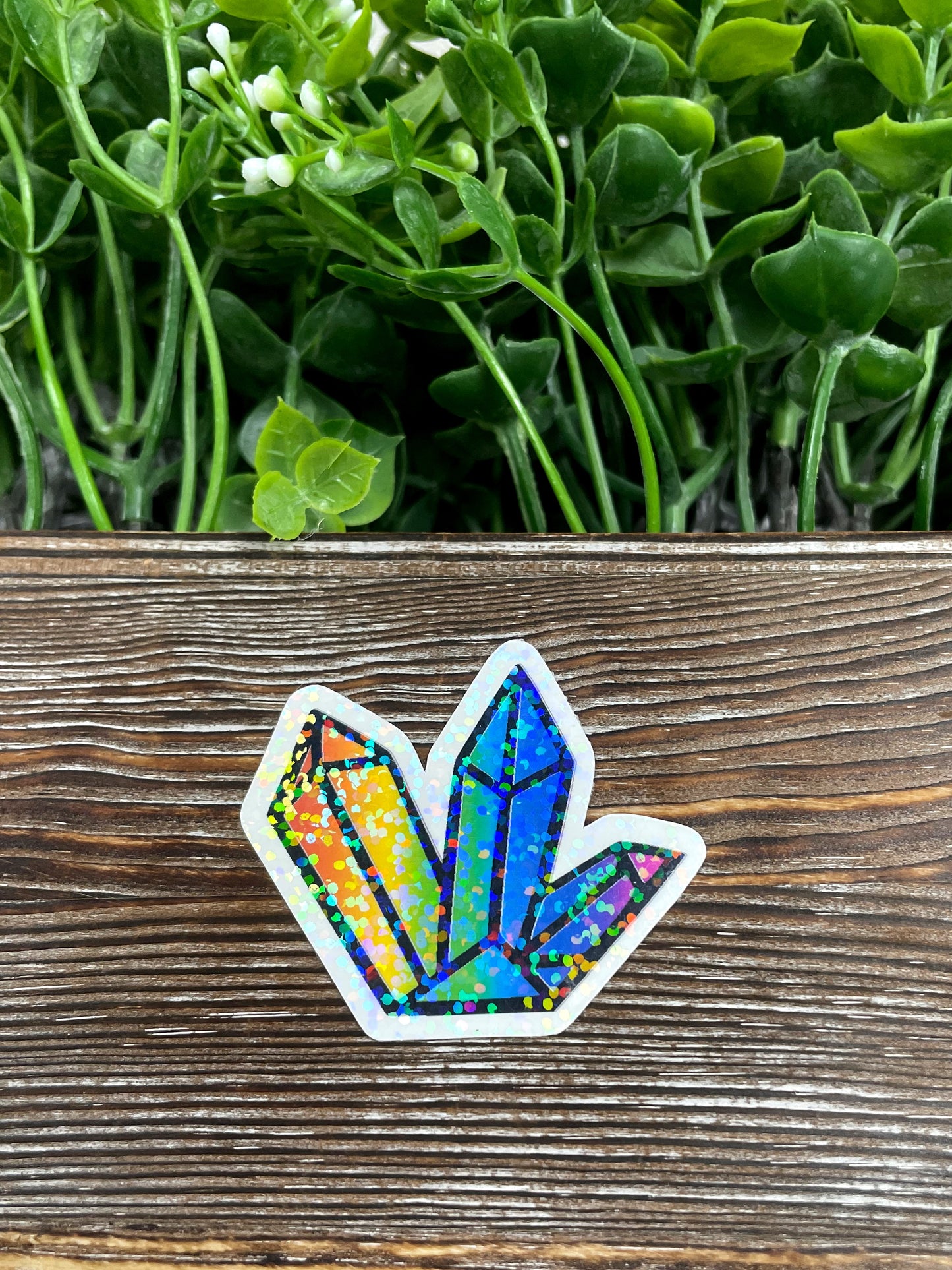 Rainbow Crystal Sparkles, Die Cut Sticker, Graphic Art Sticker, Vinyl, , Boho Hippie |Sticker or Magnet