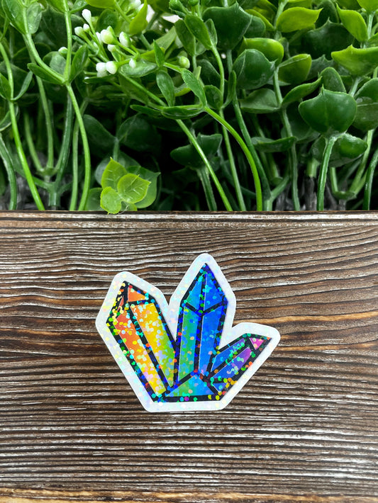 Rainbow Crystal Sparkles, Die Cut Sticker, Graphic Art Sticker, Vinyl, , Boho Hippie |Sticker or Magnet