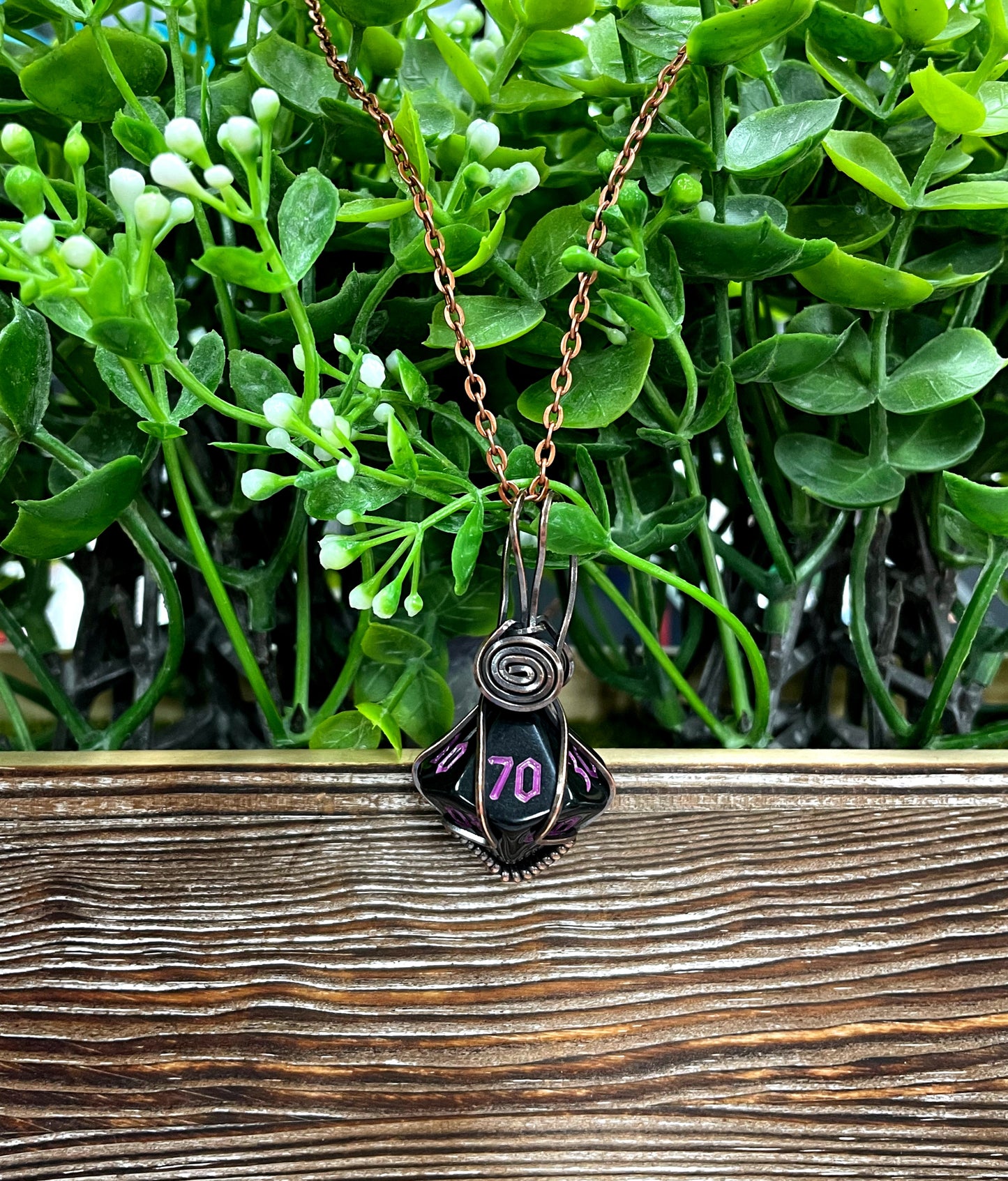 Wire Wrapped D10 Dice Pendant - Handmade by Marlayna
