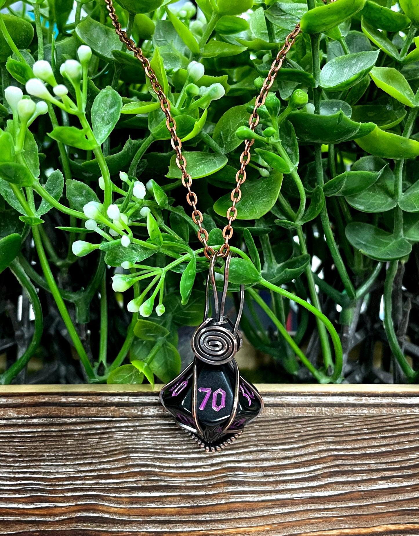 Wire Wrapped D10 Dice Pendant - Handmade by Marlayna