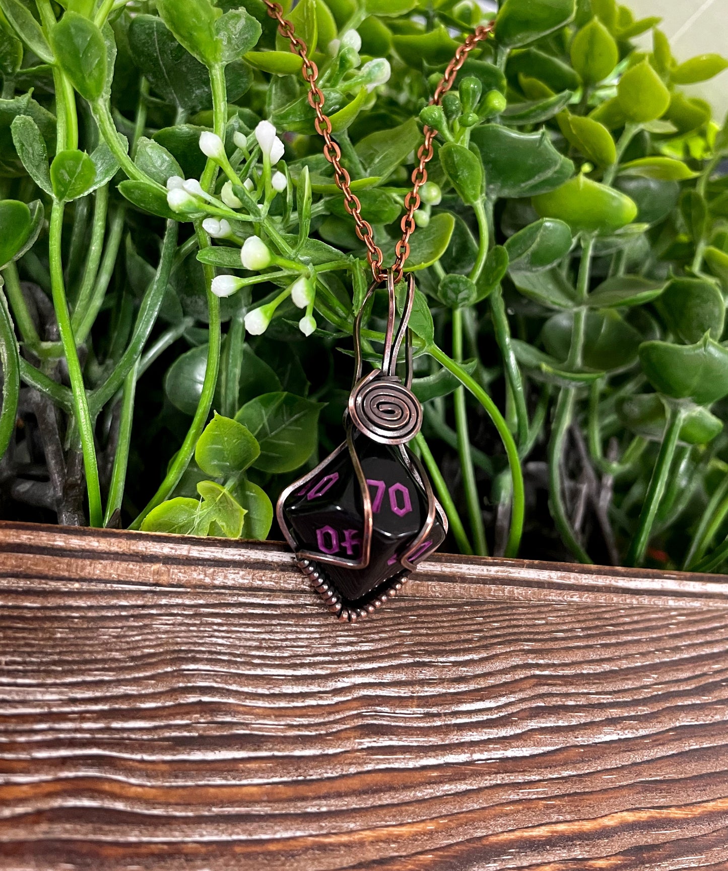Wire Wrapped D10 Dice Pendant - Handmade by Marlayna