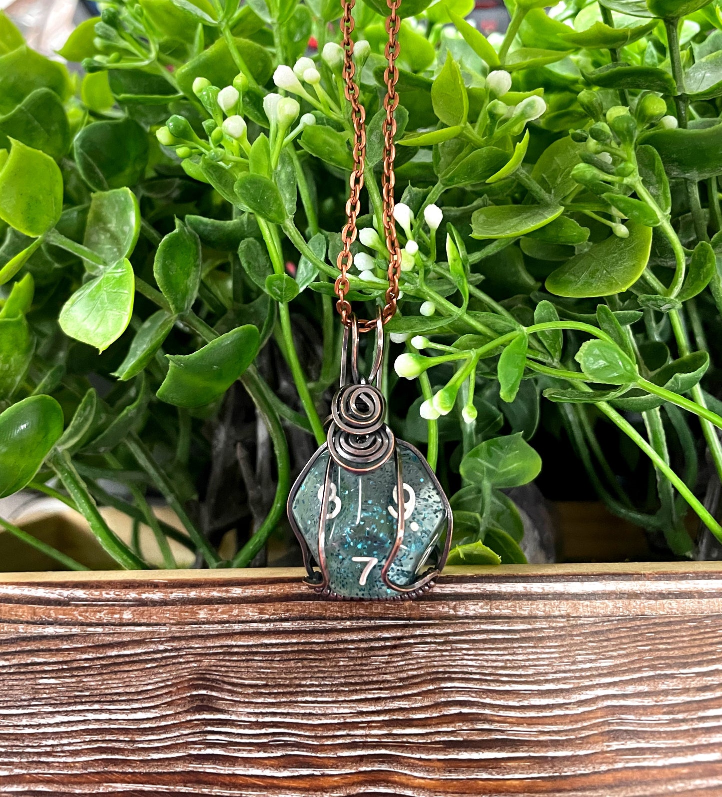 Random Color Wire Wrapped D12 Dice Pendant - Handmade by Marlayna