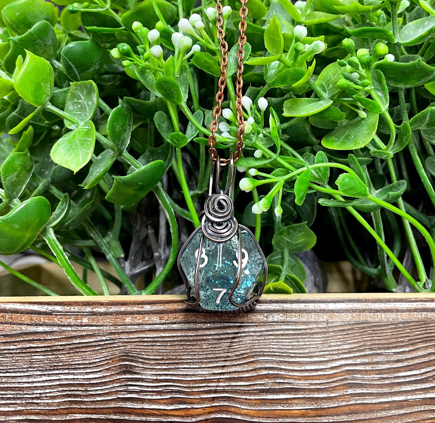 Random Color Wire Wrapped D12 Dice Pendant - Handmade by Marlayna