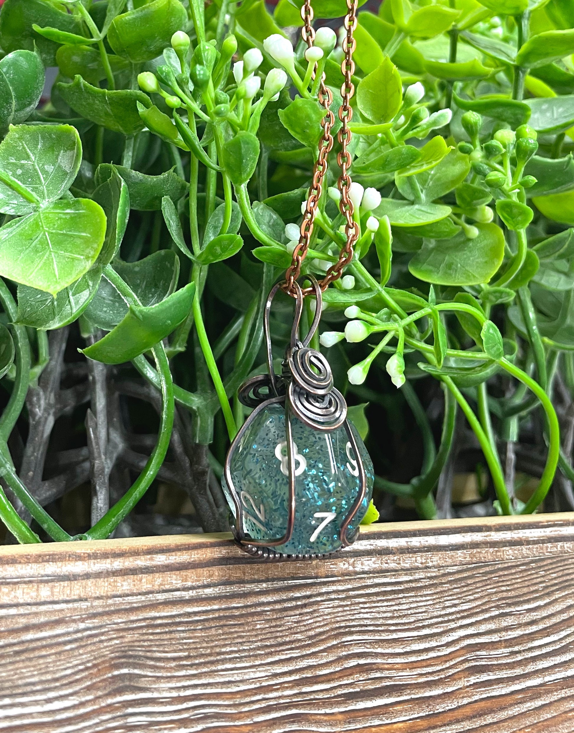 Random Color Wire Wrapped D12 Dice Pendant - Handmade by Marlayna
