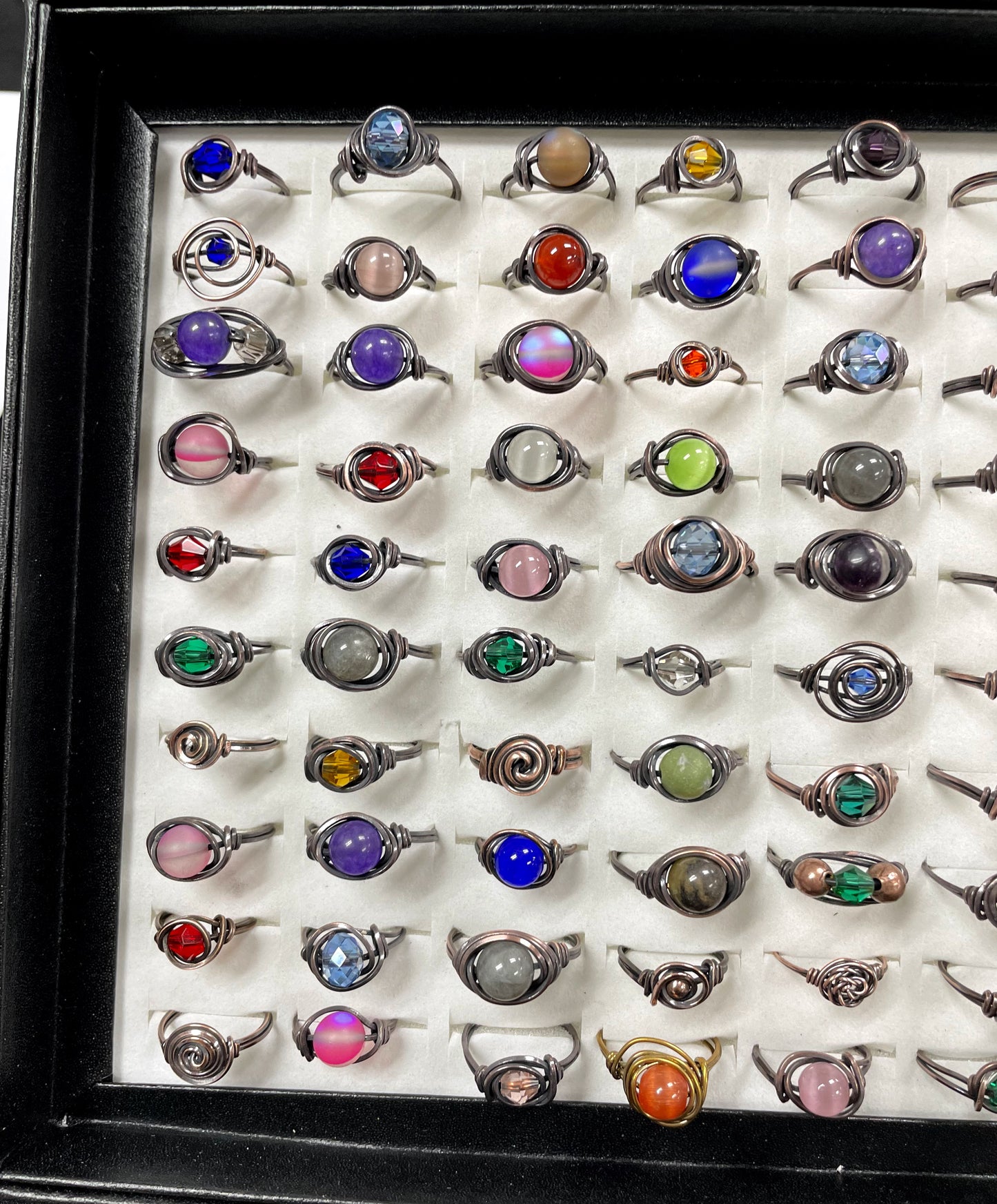 Bulk Lot 100 Wire Wrapped Rings, Gemstones and Glass Beads  Wholesale - Handmade by Marlayna