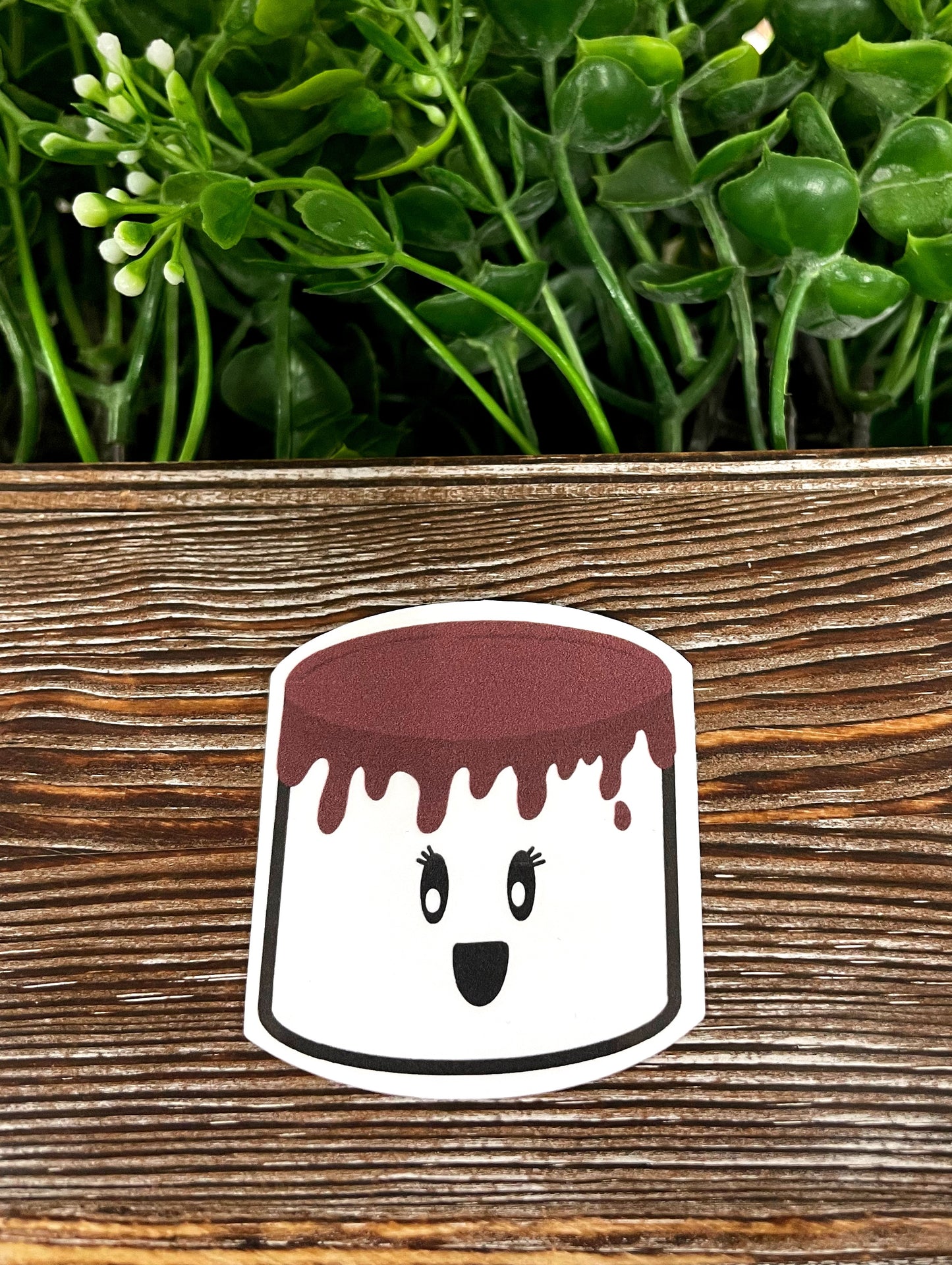 Chocolate Covered Marshmallow, Die Cut Sticker, Graphic Art Vinyl, , Boho Fun Camping |Sticker or Magnet