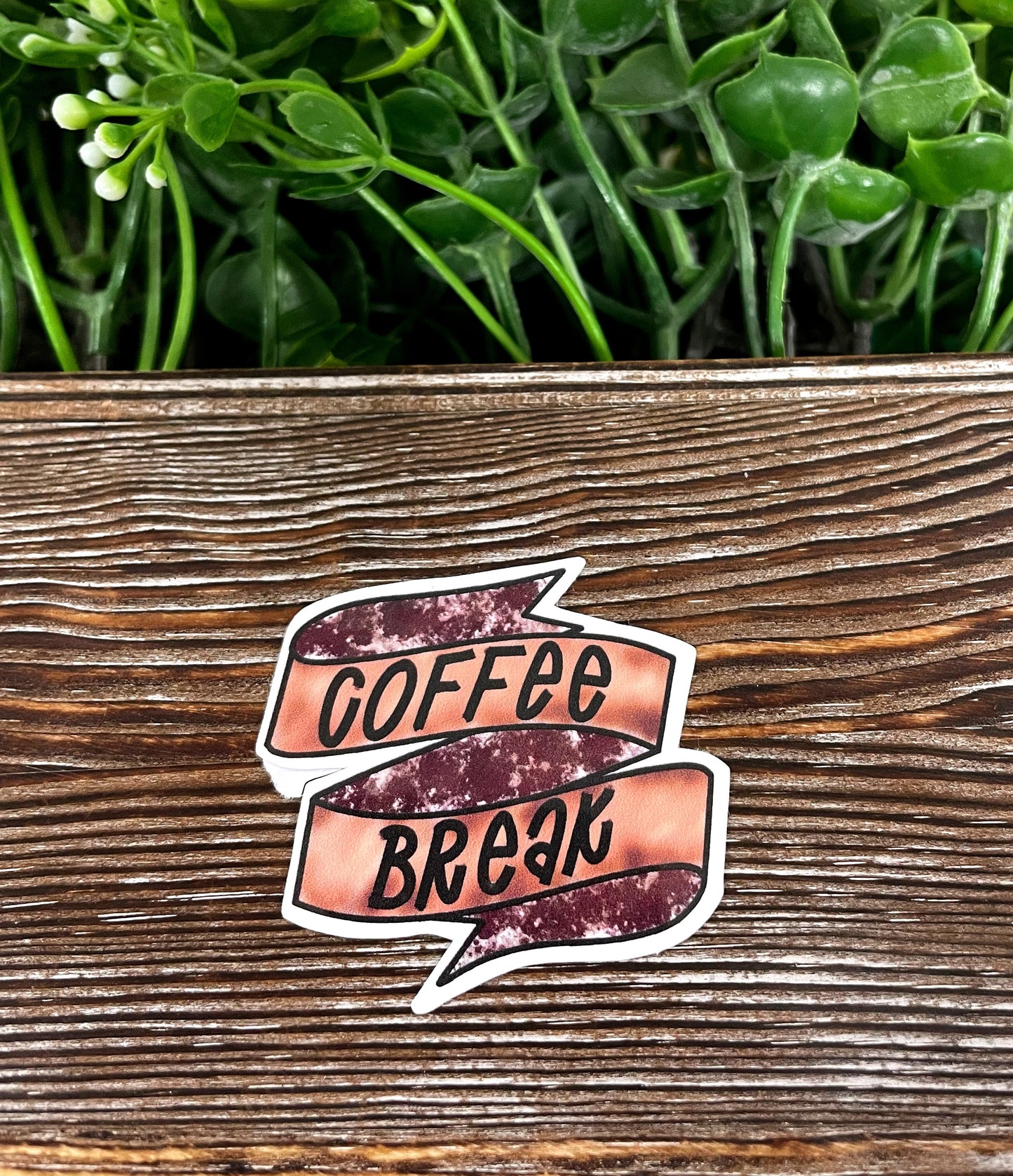 Coffee Break, Die Cut Sticker, Graphic Art Vinyl, , Boho Fun |Sticker or Magnet