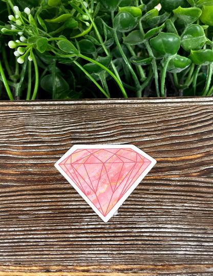 Pink Crystal Gemstone, Die Cut Sticker, Graphic Art Vinyl, , Boho Fun |Sticker or Magnet