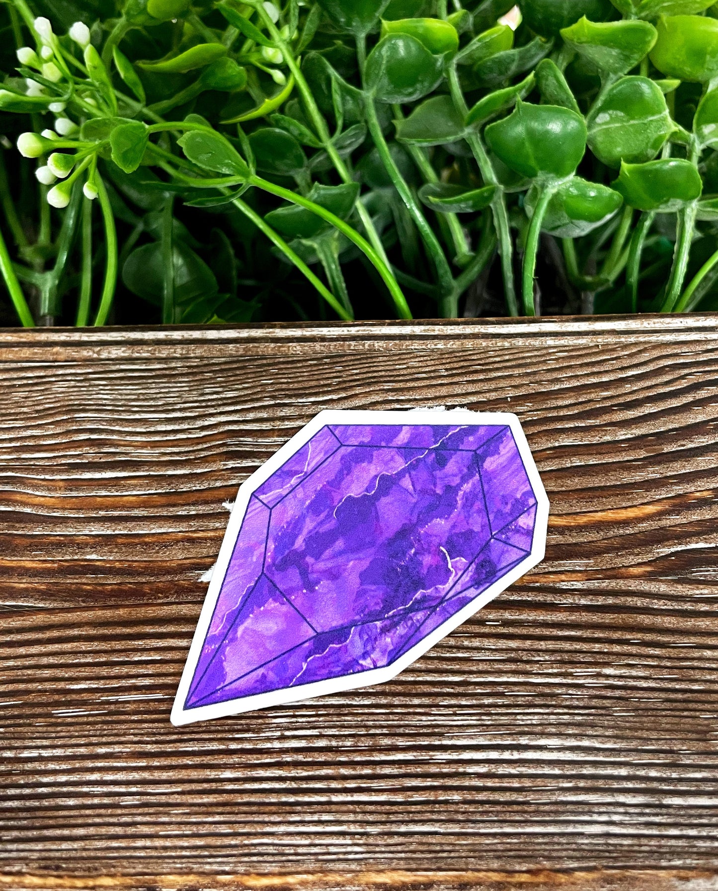 Purple Crystal Gemstone, Die Cut Sticker, Graphic Art Vinyl, , Boho Fun |Sticker or Magnet