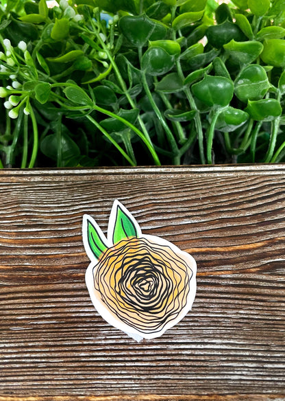 Orange Watercolor Floral Flower, Die Cut Sticker, Graphic Art Vinyl, , Boho Fun |Sticker or Magnet