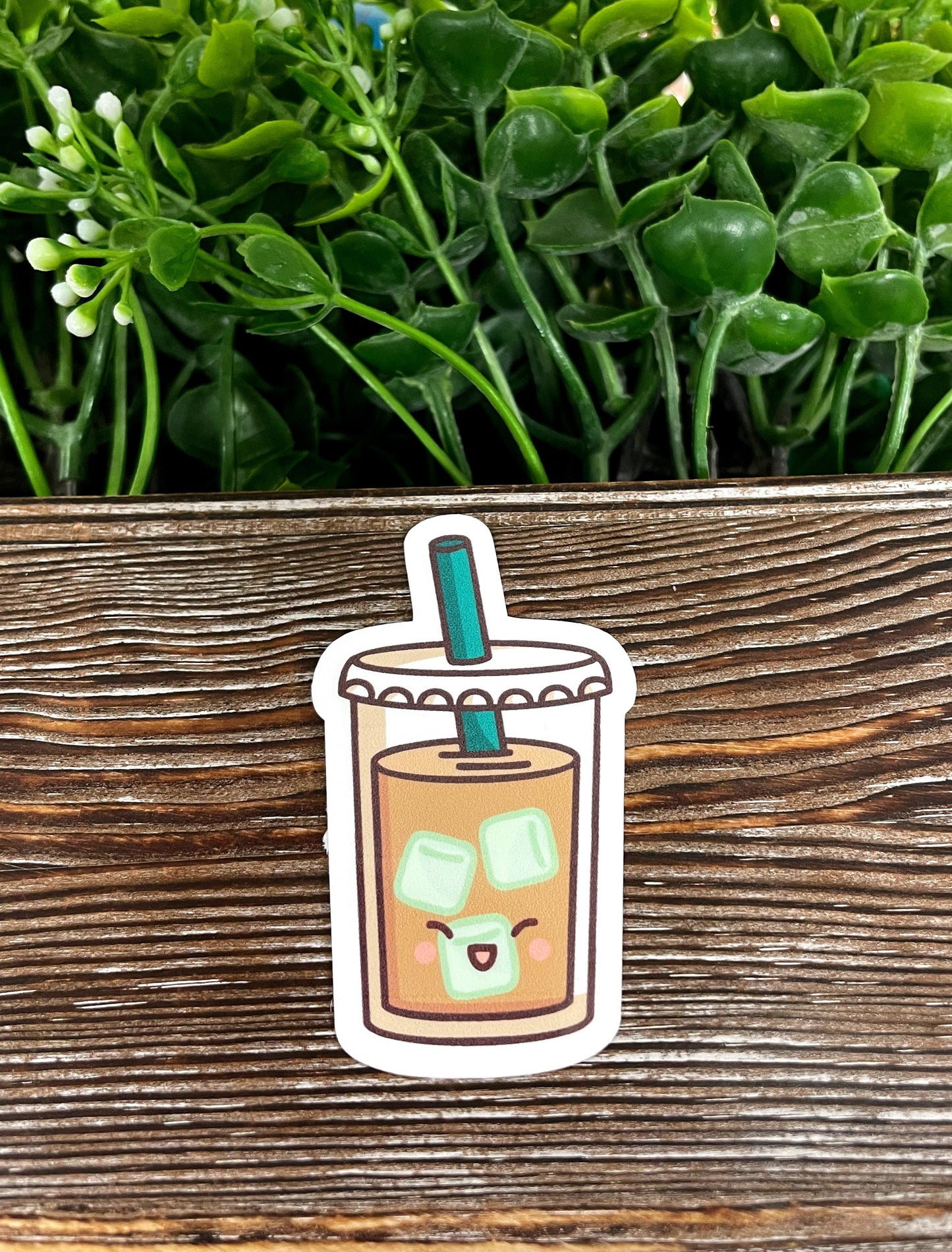 Kawaii Iced Coffee Drink Sticker, Coffee Sticker, Graphic Art Vinyl |Sticker or Magnet