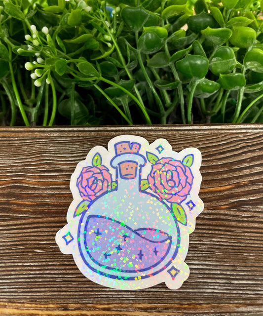Magical Purple Potion Bottle, Die Cut Sticker, Graphic Art Vinyl, , Boho Fun |Sticker or Magnet