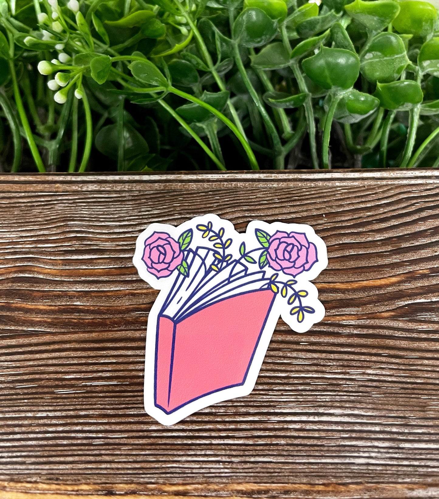 Closed Book and Roses, Die Cut Sticker, Graphic Art Vinyl, , Boho Fun, Motivational |Sticker or Magnet