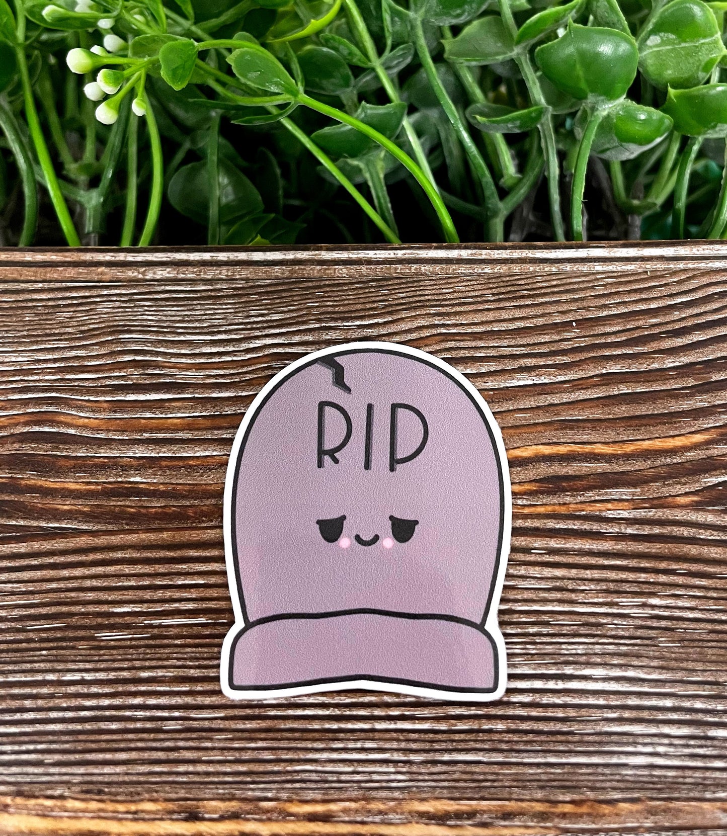 Kawaii Sad Tombstone RIP, Die Cut Sticker, Graphic Art Vinyl, , Boho Fun |Sticker or Magnet