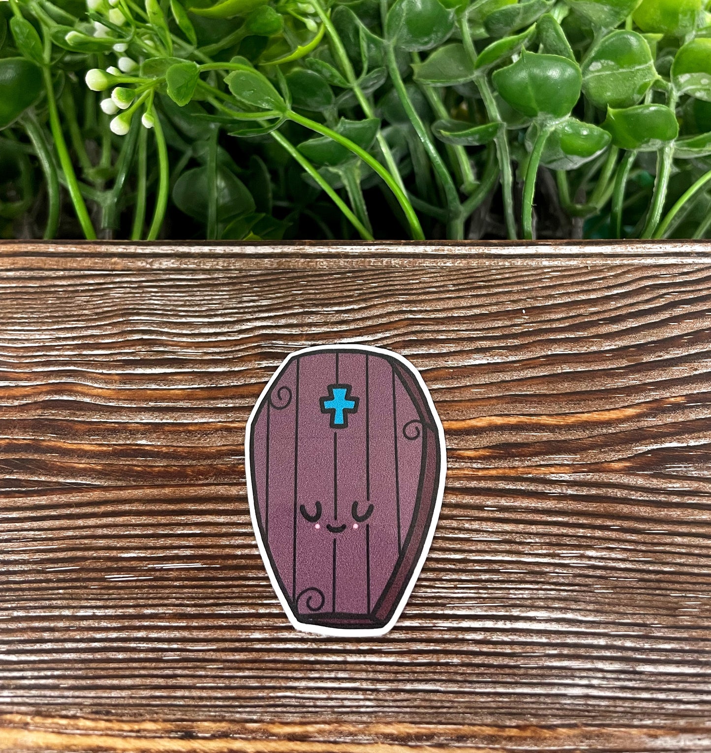 Kawaii Coffin, Die Cut Sticker, Graphic Art Vinyl, , Boho Fun |Sticker or Magnet