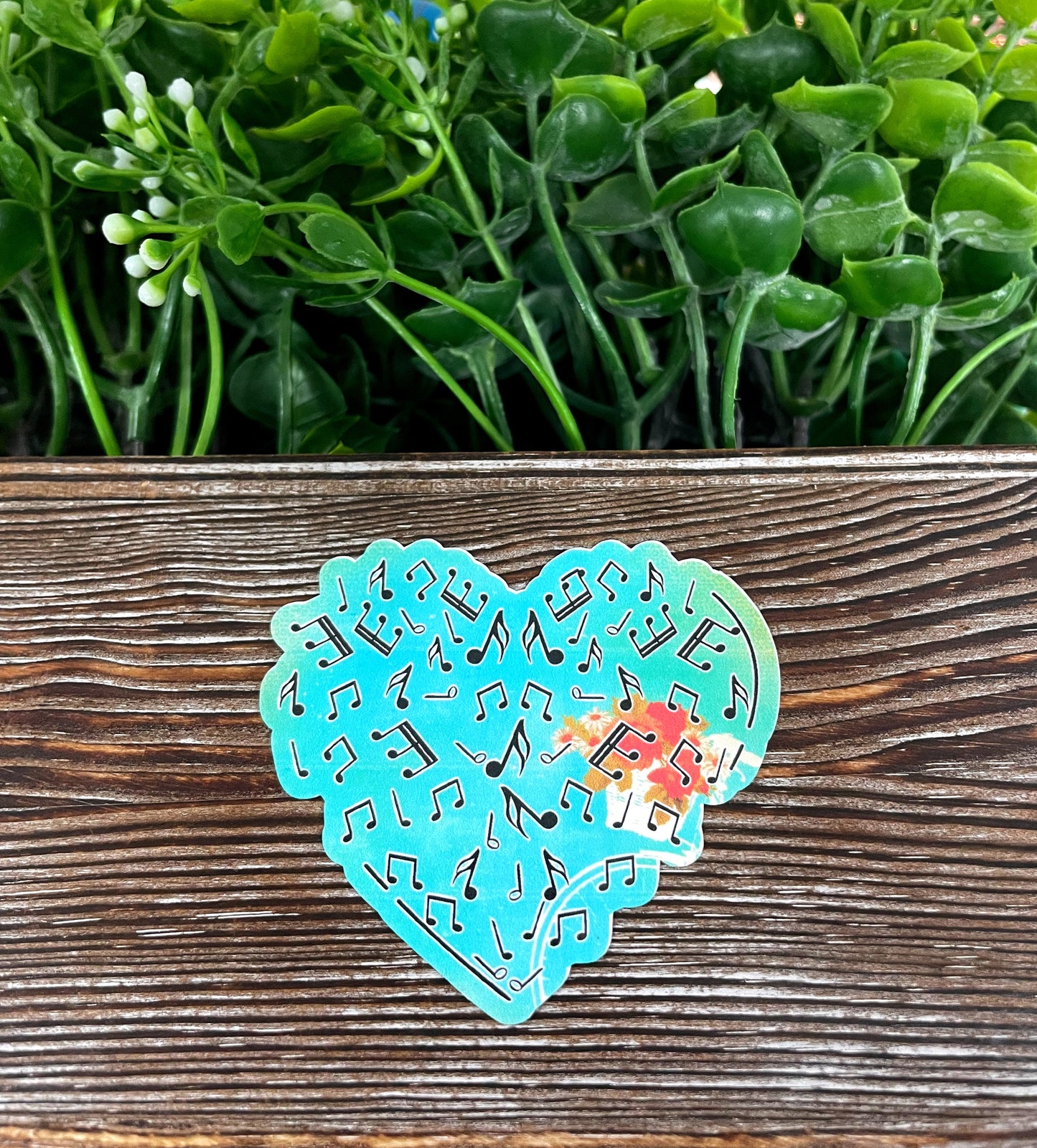 Music Note Vintage Heart, Die Cut Sticker, Graphic Art Sticker, Vinyl, , Boho Fun |Sticker or Magnet