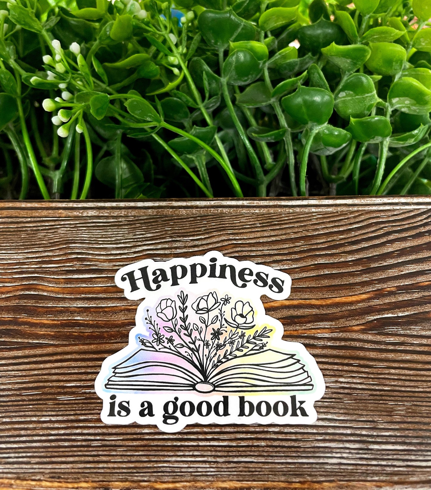 Happiness is a Good Book, Die Cut Sticker, Graphic Art Sticker, Vinyl, , Boho Fun |Sticker or Magnet