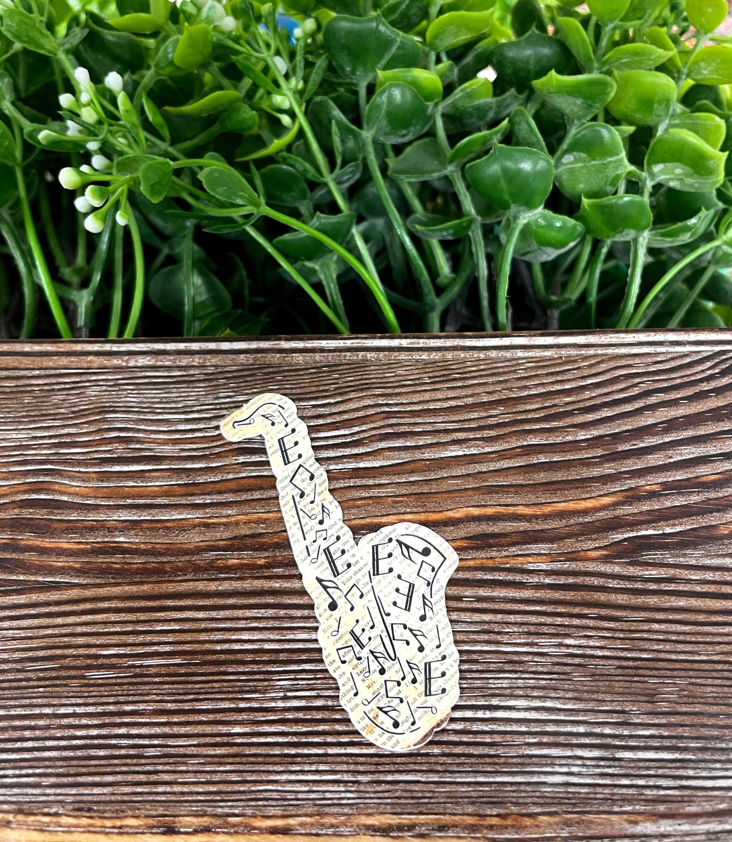 Music Note Vintage Saxophone, Die Cut Sticker, Graphic Art Sticker, Vinyl, , Boho Fun |Sticker or Magnet