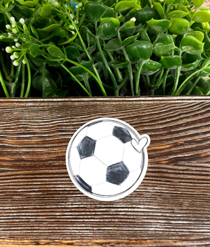Soccer Ball w/ Heart, Die Cut Sticker, Graphic Art Sticker, Vinyl, , Boho Fun |Sticker or Magnet
