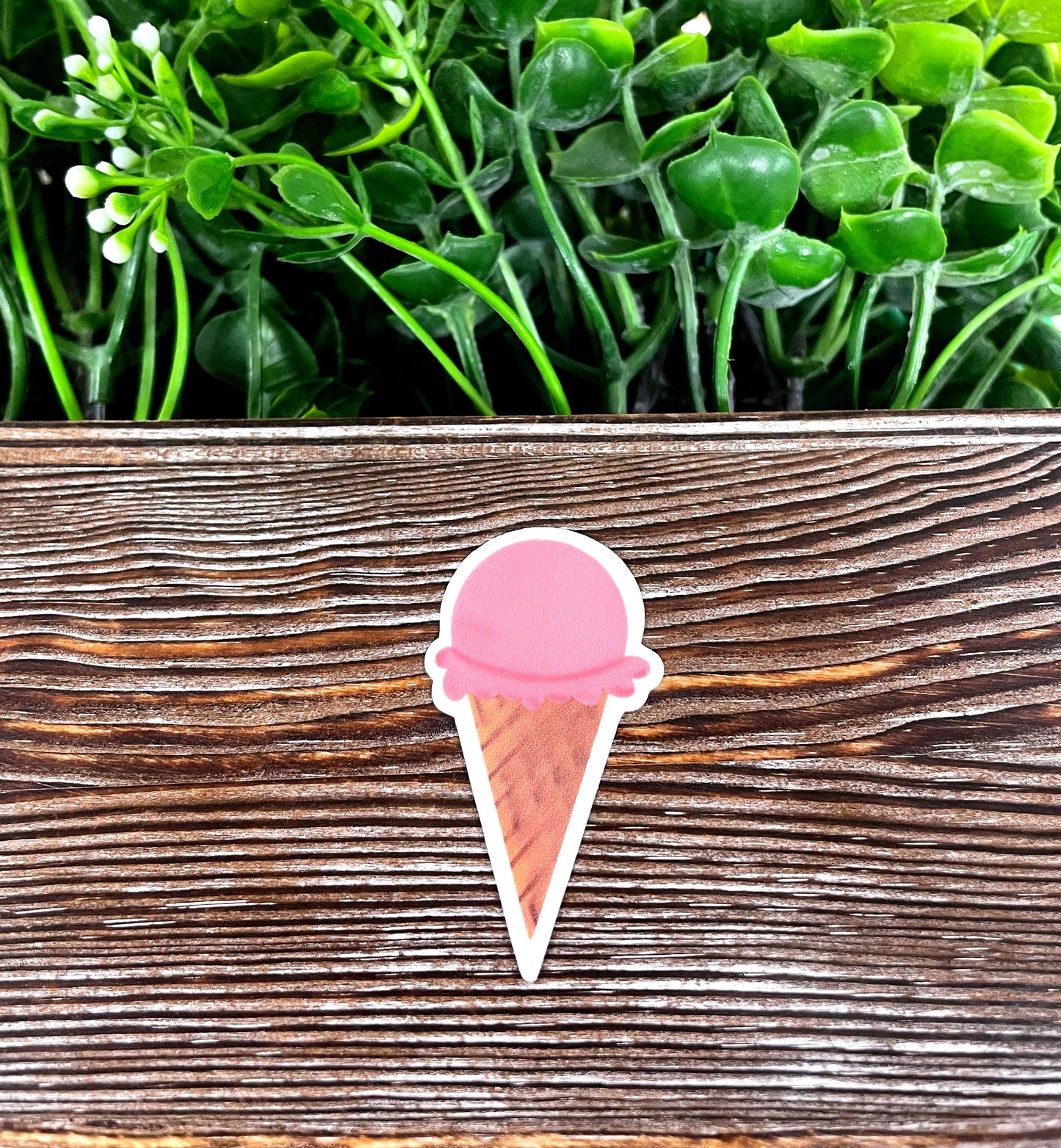 Strawberry Ice Cream Cone, Die Cut Sticker, Graphic Art Sticker, Vinyl, , Inspire Motivate |Sticker or Magnet