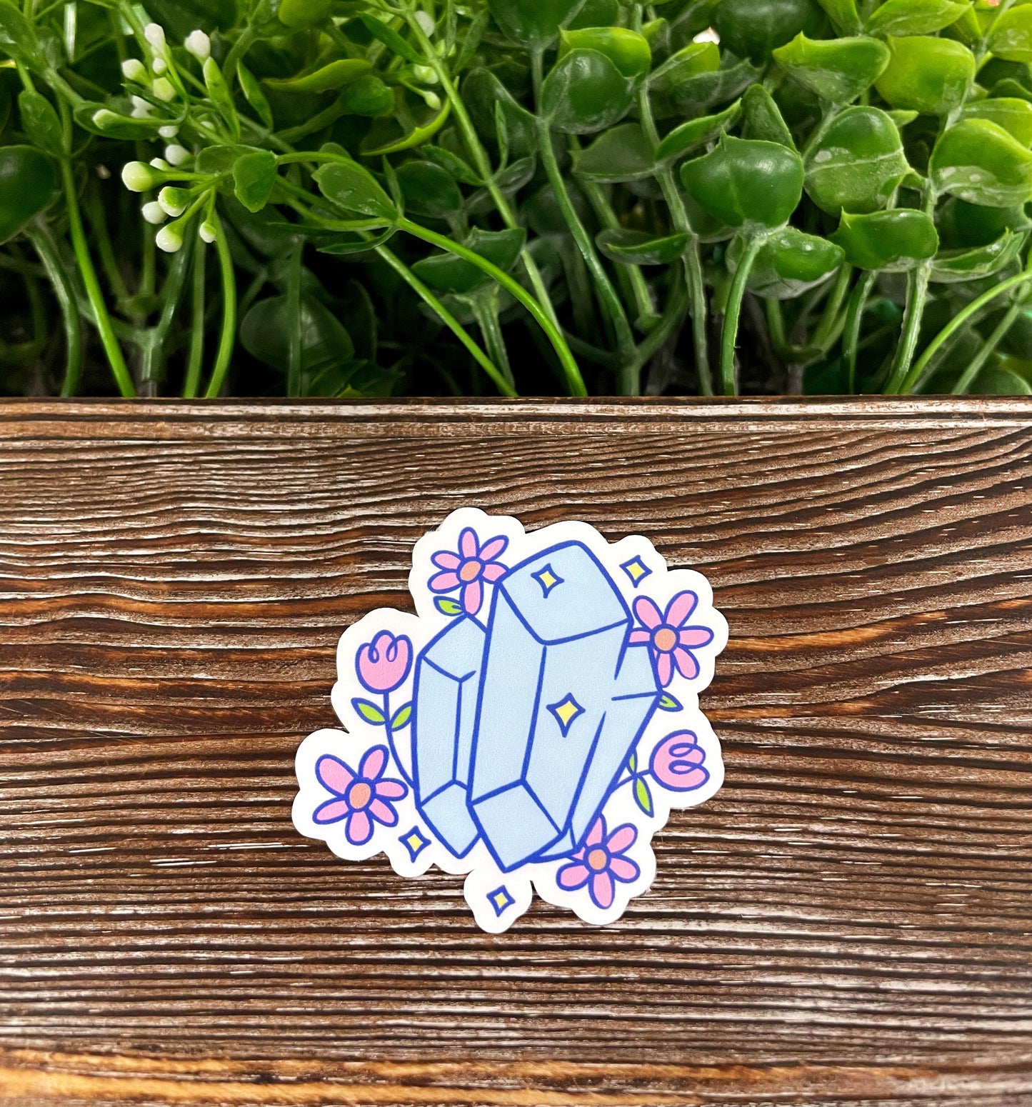 Cute Crystals an Flowers, Die Cut Sticker, Graphic Art Sticker, Vinyl, , Inspire Motivate |Sticker or Magnet