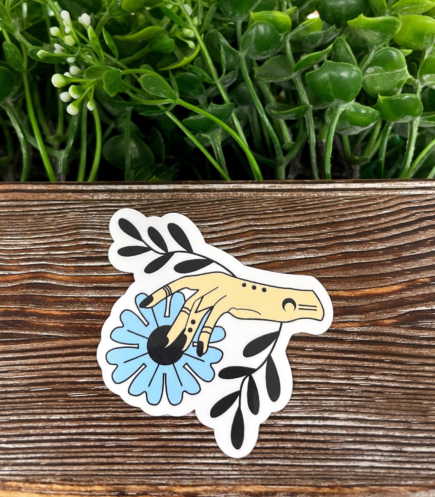 Mystical Hand and Flower, Die Cut Vinyl Sticker, , Boho Fun, Water Resistant |Sticker or Magnet