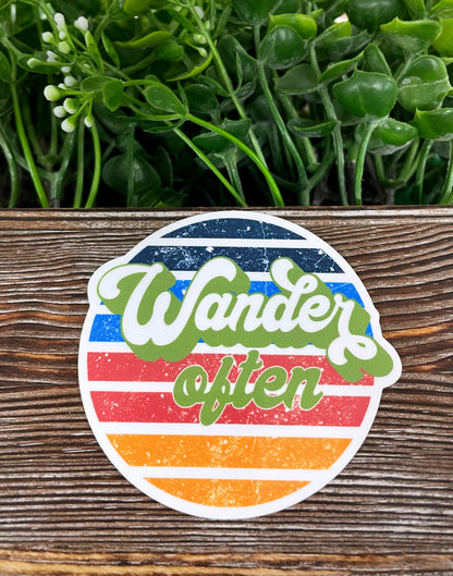Travel Sticker, Wander Often Sticker, Die Cut Vinyl Sticker, , Boho Fun, Water Resistant |Sticker or Magnet
