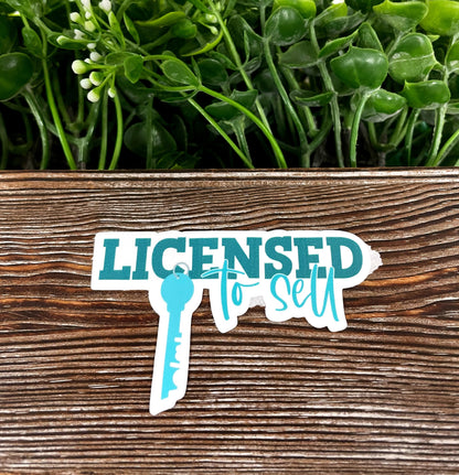 Licensed to Sell Real Estate Sticker, Die Cut Vinyl, , Boho Fun, Water Resistant |Sticker or Magnet
