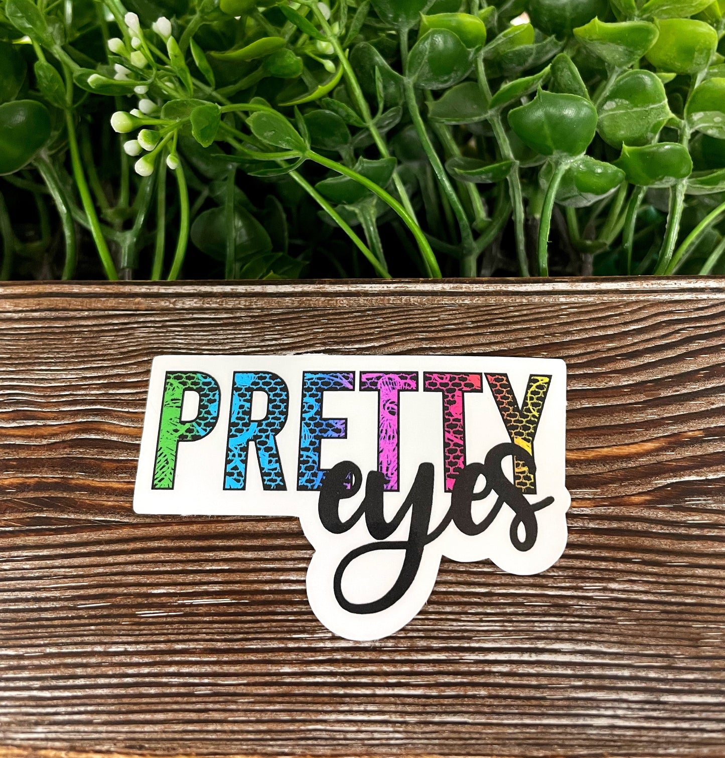 Pretty Eyes Bold Colors, Die Cut Vinyl Sticker, , Boho Fun, Water Resistant, Green Blue Pink Yellow |Sticker or Magnet