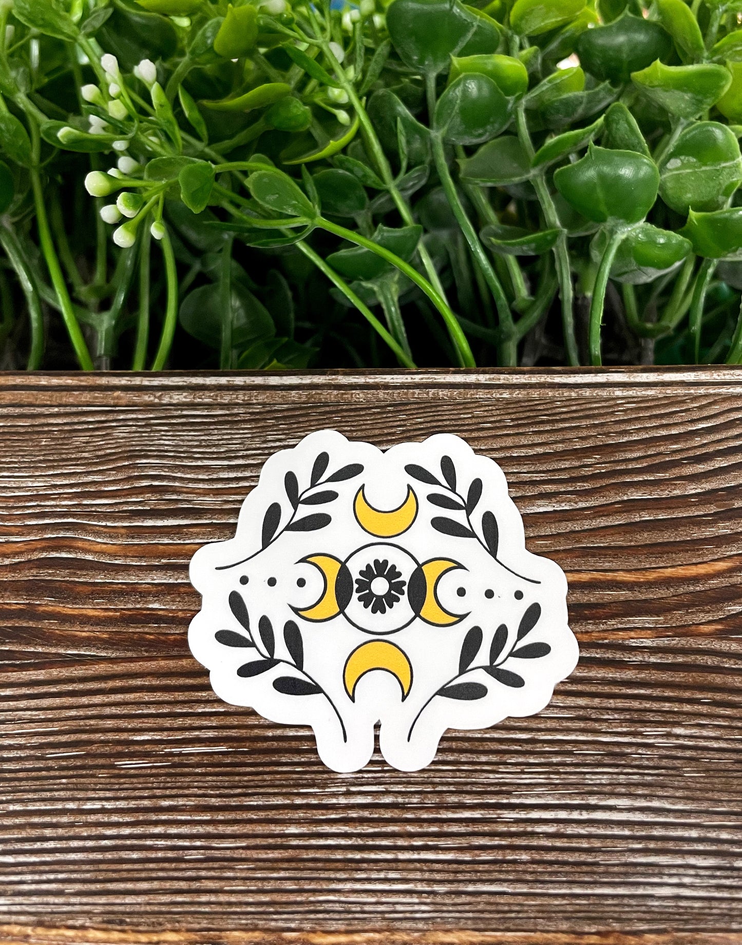 Mystical Crescent Moon Emblem, Die Cut Vinyl Sticker, , Boho Fun, Water Resistant |Sticker or Magnet