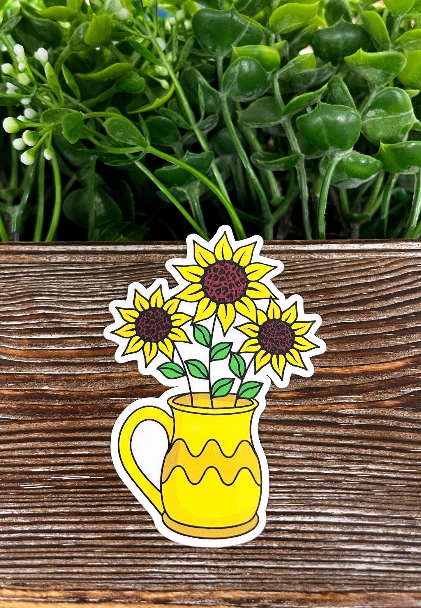 Sunflowers in a Vase, Die Cut Vinyl Sticker, , Boho Fun, Water Resistant |Sticker or Magnet