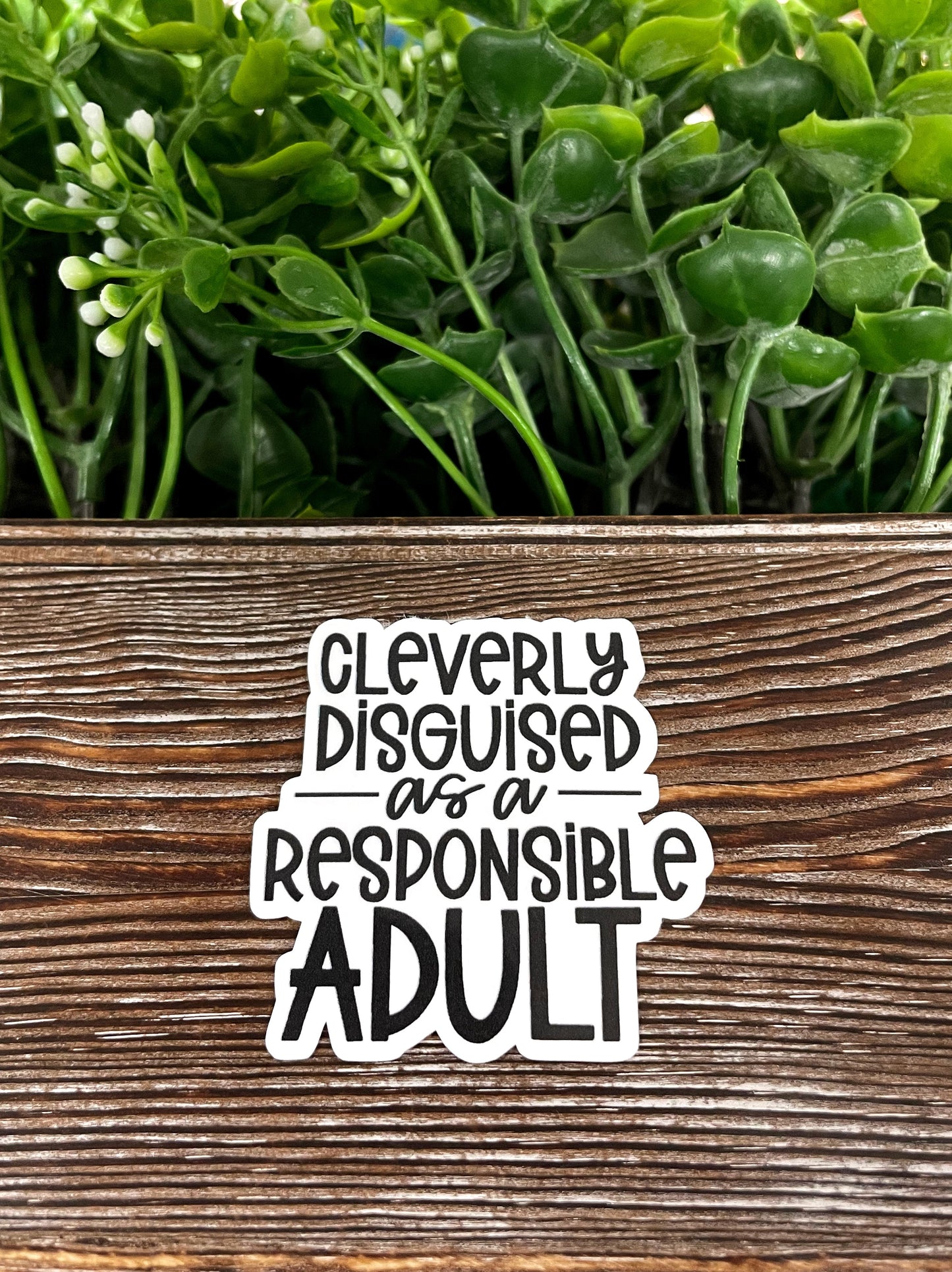 Cleverly Disguised as a Responsible Adult, Die Cut Vinyl Sticker, , Boho Fun, Water Resistant |Sticker or Magnet